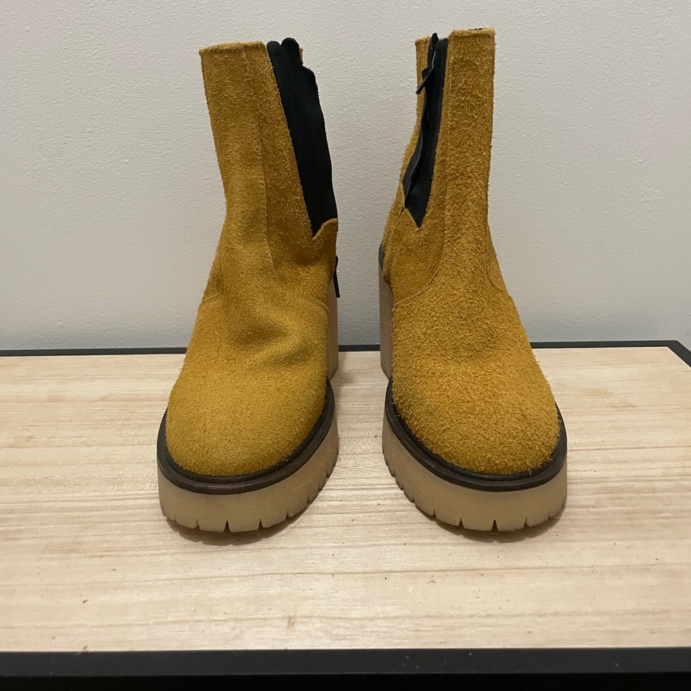 Free People Mustard Yellow Suede Boots